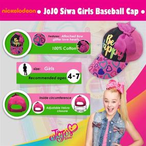 img 3 attached to 🎀 JoJo Siwa Be Happy Girls Cotton Baseball Cap Age 4-7 Pink by Nickelodeon