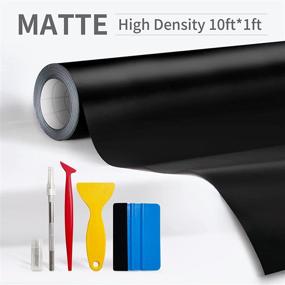 img 3 attached to 🚗 Astaote Matte Black Car Vinyl Wrap 10ft x 1ft with Air Release, Including 4-Piece DIY Interior Decoration Wrap Vinyl Tool Kit