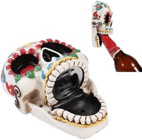 img 3 attached to 💀 Pacific Trading Skull Wall Mounted Bottle Opener Figurine - Polyresin Day of the Dead