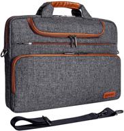 🌧️ domiso 17 inch waterproof laptop sleeve: multi-functional business briefcase messenger shoulder bag for 17-17.3 inch notebooks - compatible with dell, acer, hp, msi & asus - dark grey logo