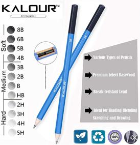 img 1 attached to 🎨 Набор художественных карандашей Kalour Professional Sketching Pencils Set - 12 карандашей в подарочной жестяной коробке - Диапазон графитных карандашей (8B-5H) - Идеально для эскизов, рисования, теней - Для начинающих и профессионалов