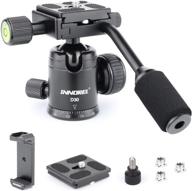 d30 panoramic ball head with handle - metal cnc ballhead camera mount by innorel | tripod heads with 2 quick release plates and phone clip for monopod, dslr, camcorder, dv, telescope | max load capacity: 22lb/10kg logo