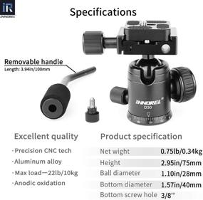 img 3 attached to D30 Panoramic Ball Head with Handle - Metal CNC Ballhead Camera Mount by INNOREL | Tripod Heads with 2 Quick Release Plates and Phone Clip for Monopod, DSLR, Camcorder, DV, Telescope | Max Load Capacity: 22lb/10kg