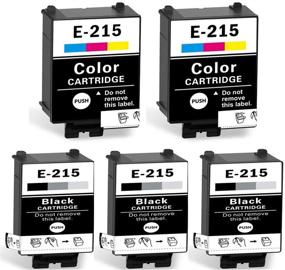 img 3 attached to 🖨️ 215 Compatible Ink Cartridges for WF-100 WF-110 Printer (3 Black, 2 Tri-Color, Pigment, 5 Packs)