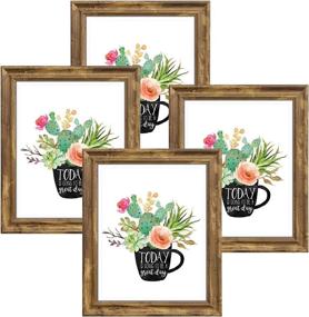 img 4 attached to 🖼️ Rustic Brown Wood Pattern 8x10 Picture Frame by NUOLAN - Set of 4, Perfect for Wall or Desk Display (Model NL-8X10RB)