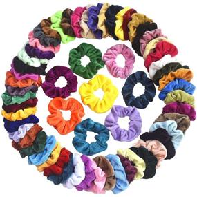 img 4 attached to 🎀 Mcupper 60 Pcs Velvet Elastic Hair Scrunchies Set - Assorted Colors Hair Bands Scrunchy Hair Ties Ropes for Women Girls - Fashionable Hair Accessories
