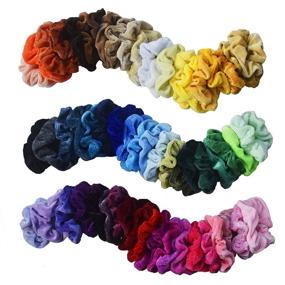 img 2 attached to 🎀 Mcupper 60 Pcs Velvet Elastic Hair Scrunchies Set - Assorted Colors Hair Bands Scrunchy Hair Ties Ropes for Women Girls - Fashionable Hair Accessories