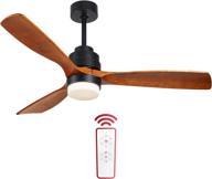 🔸 52-inch wood ceiling fan with lights and remote, 3 solid wood blades, noiseless reversible motor for living room, bedroom, basement - f3601, brown логотип