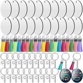 img 2 attached to 🔑 80 PCS Sublimation Blanks Keychains: Double-Side Round Coasters, Key Chains, Tassels, Jump Rings - DIY Art Craft Supplies