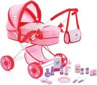 little mommy doll pram 17 piece play set - includes matching carry bag for feeding and grooming accessories, fits 18 inch dolls, age 3+ - enhanced seo logo