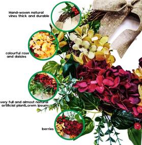 img 3 attached to 🌸 16 inch Wenhuidr Front Door Wreaths, Seasonal Outdoor Wreath with Roses and Daisies