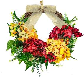 img 4 attached to 🌸 16 inch Wenhuidr Front Door Wreaths, Seasonal Outdoor Wreath with Roses and Daisies