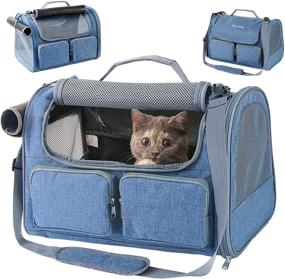 img 4 attached to 🐾 ELLONI Soft Sided Pet Carrier for Cat: Airline & TSA Approved Underseat Cat Carrier – Secure & Portable Small Pet Carrier for Dogs – Top Loading Design with Mesh Panels – Perfect Dog Airplane Carrier!