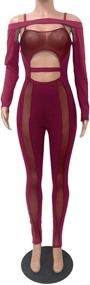 img 2 attached to 👗 Stylish Through Bodycon Jumpsuits for Women - Uni Clau Women's Clothing