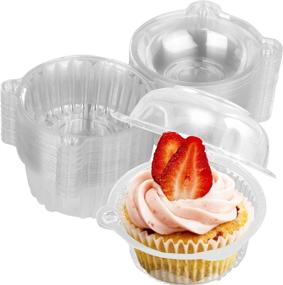 img 4 attached to Convenient 2021 Update: 50 Pack Disposable Individual Cupcake Containers - Clear Plastic Dome Cupcake Boxes for Parties, Cakes, and More!