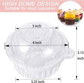 img 3 attached to Convenient 2021 Update: 50 Pack Disposable Individual Cupcake Containers - Clear Plastic Dome Cupcake Boxes for Parties, Cakes, and More!