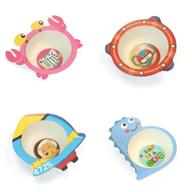 🍜 cute cartoon soup bowl rice bowl set: 4pcs bamboo bowls for complementary food & drop-proof dining logo