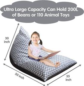 img 3 attached to 🧸 ABFace Stuffed Animal Storage Bean Bag Chair: Versatile Extra Large Zippered Bag for Kids, Plush Toy Organization in Style - Velvet & Canvas Cover (200L/52 Gal)