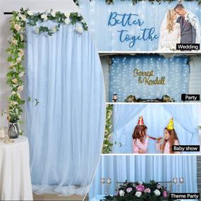 img 2 attached to 🎄 Christmas Blue Satin Backdrop: Elegant 5x7 Feet Tulle Curtain for Holiday Wedding, Tutu Panels, Ceremony - Sheer Drapes