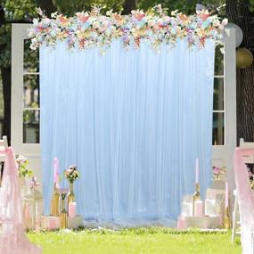 img 3 attached to 🎄 Christmas Blue Satin Backdrop: Elegant 5x7 Feet Tulle Curtain for Holiday Wedding, Tutu Panels, Ceremony - Sheer Drapes