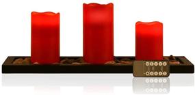 img 4 attached to 🕯️ Enhance Your Space with Red Flameless Candles: 3 Pillar Candle Gift Set incl. LED Tea Lights, Decorative Pebbles, Remote Timer - Ideal for Home, Wedding, Party, Spa