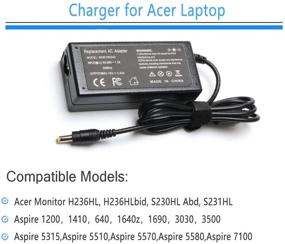 img 1 attached to 💡 Адаптер питания для ЖК-монитора 19V с зарядным устройством для Acer S202HL S230HL S231HL S232HL H236HL G246HL H276HL G276HL G236HL S240HL S220HQL S271HL H226HQL G226HQL S202HL S241HL HN274H с кабелем питания - улучшенный для SEO.