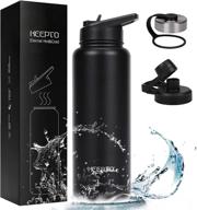 🥤 keepto stainless steel insulated water bottle - bpa free thermos with straw and 3 lids - available in 18 oz, 22 oz, 32 oz, and 40 oz sizes logo