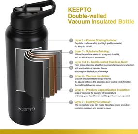 img 2 attached to 🥤 KEEPTO Stainless Steel Insulated Water Bottle - BPA Free Thermos with Straw and 3 Lids - Available in 18 oz, 22 oz, 32 oz, and 40 oz sizes