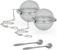 сет цветовой сетки mesh tea ball strainers & tea scoop cloudyfocus - премиальные нержавеющие чайные фильтры для листового чая - 2 шт., 2,1 дюйма логотип