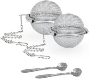 img 4 attached to Сет цветовой сетки Mesh Tea Ball Strainers & Tea Scoop Cloudyfocus - премиальные нержавеющие чайные фильтры для листового чая - 2 шт., 2,1 дюйма