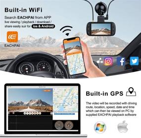 img 2 attached to 🚗 GPS FHD 1080P Wi-Fi Автомобильная Dash Cam с двумя передними и задними камерами, DVR видеорегистратор с ночным видением Starvis, 3,0" IPS-экраном, 170° широким углом обзора, G-сенсором, WDR.