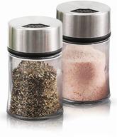 🧂 enhance your culinary experience: premium salt and pepper shakers - adjustable pour holes - set of 2 - stylish stainless steel and glass design - ideal spice dispenser set for exquisite meals logo