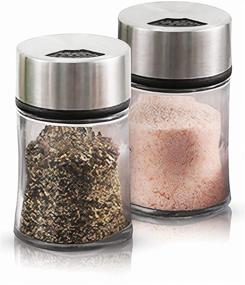 img 4 attached to 🧂 Enhance Your Culinary Experience: Premium Salt and Pepper Shakers - Adjustable Pour Holes - Set of 2 - Stylish Stainless Steel and Glass Design - Ideal Spice Dispenser Set for Exquisite Meals