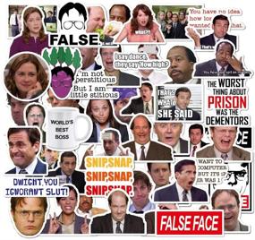 img 4 attached to Homabachyco The Office Themed Stickers: 50pcs Dunder Mifflin Vinyl Stickers for Laptops, Water Bottles, Guitar, Bike | Funny Quote Stickers and Merchandise