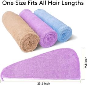 img 2 attached to INNELO 3 Pack Microfiber Hair Towel Wrap for Women - Hair Drying Towels Turban with Buttons - Super Anti Frizz Absorbent & Soft Drying Hair Wraps for Curly, Long & Thick Hair in Purple Blue Coffee