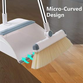 img 2 attached to Wisewater 180 ° Rotation Head Broom and Dustpan Set for Home - Combo Upright and Effective Cleaning (White)