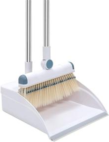img 4 attached to Wisewater 180 ° Rotation Head Broom and Dustpan Set for Home - Combo Upright and Effective Cleaning (White)