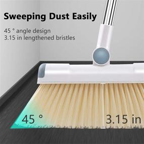 img 1 attached to Wisewater 180 ° Rotation Head Broom and Dustpan Set for Home - Combo Upright and Effective Cleaning (White)