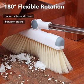 img 3 attached to Wisewater 180 ° Rotation Head Broom and Dustpan Set for Home - Combo Upright and Effective Cleaning (White)