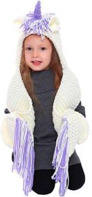 img 3 attached to ❄️ Cozy Winter Kids' Animal Hats - Knitted Hood Scarf Beanies for Warmth