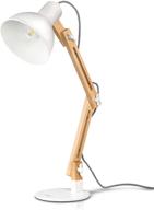 💡 tomons swing arm desk lamp: stylish wood led table lamp for office, dorm, living room - adjustable and energy-efficient reading light with included 4w led bulb логотип