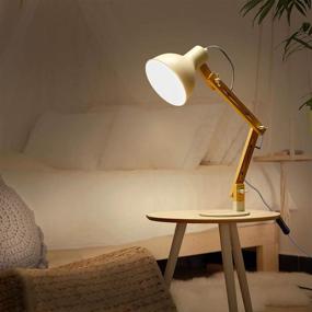 img 2 attached to 💡 Tomons Swing Arm Desk Lamp: Stylish Wood LED Table Lamp for Office, Dorm, Living Room - Adjustable and Energy-Efficient Reading Light with Included 4W LED Bulb