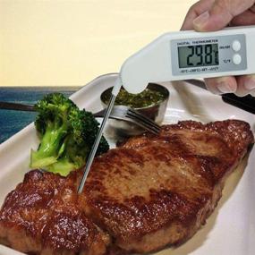 img 1 attached to 🌡️ BBQ WHITE Waterproof Fold Digital Instant Read Food and Meat Thermometer: Ideal for Kitchen, Outdoor Cooking, BBQ, and Grill with Convertible Fahrenheit and Celsius