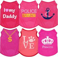 6-piece dog shirts set - pet t-shirts sleeveless printed puppy shirt - breathable dog sweatshirts - summer pet clothes for dogs and cats - crown design - size large логотип