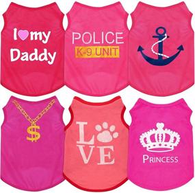 img 4 attached to 6-Piece Dog Shirts Set - Pet T-Shirts Sleeveless Printed Puppy Shirt - Breathable Dog Sweatshirts - Summer Pet Clothes for Dogs and Cats - Crown Design - Size Large