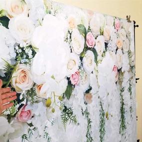 img 1 attached to 🌸 Large Wedding Floral Wall Backdrop with White and Green Wisteria Rose Flowers: 8x6ft Bridal Shower, Dessert Table Photo Booth, PC Print for Photography - XT-6749