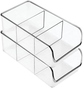 img 1 attached to 🗂️ mDesign Plastic Food Storage Bin Organizer with 3 Compartments - Kitchen Cabinet, Pantry, Shelf, Drawer, Fridge, Freezer Organization - Holds Snack Bars - Ligne Collection - 2 Pack - Clear