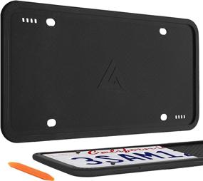 img 4 attached to 🚗 Aujen Silicone License Plate Frames - 2 Pack Car License Plate Covers, Universal US Car Black License Plate Bracket Holder. Rust-Proof, Rattle-Proof, Weather-Proof Car Accessories