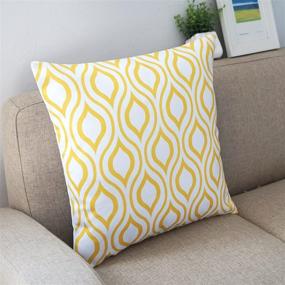 img 1 attached to 🍋 Howarmer Lemon Yellow Canvas Cotton Throw Pillows Cover Set of 4 - Accent Pattern, 18 X 18-inch for Couch