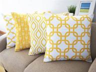 🍋 howarmer lemon yellow canvas cotton throw pillows cover set of 4 - accent pattern, 18 x 18-inch for couch логотип